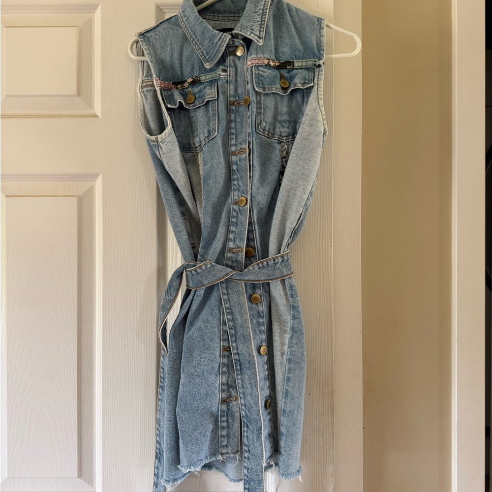 Desigual Blue Buttoned Tie Front Mini Dress